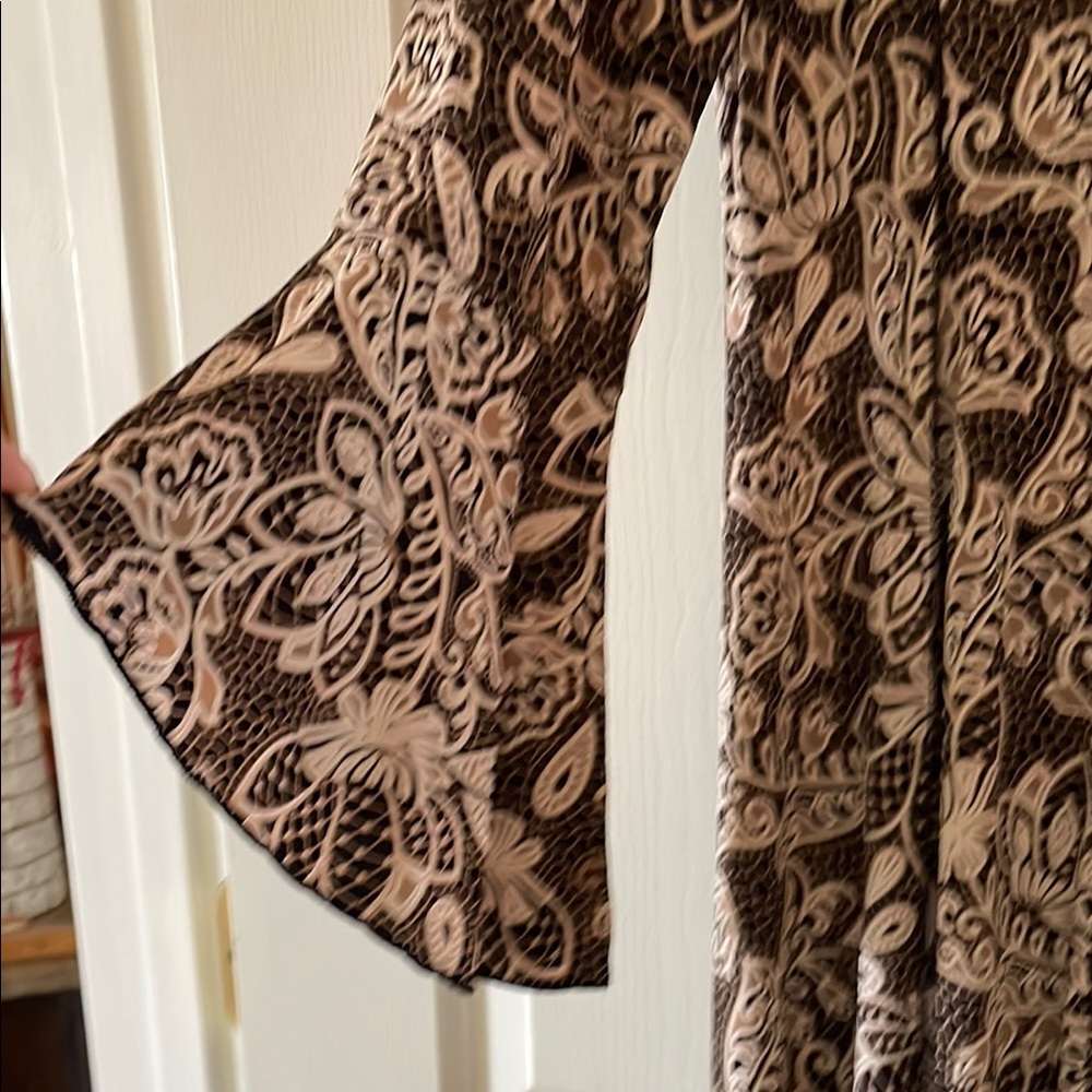 Floral Patterned Dress - Brown and Cream